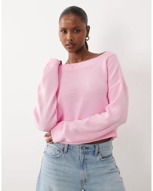 ASOS Pull en maille à encolure bateau - pastel - Rose