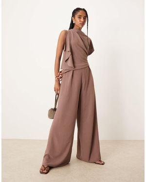 ASOS Asym Drape Neck Jumpsuit - Brown