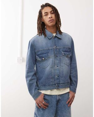 Weekday Giacca Di Jeans Oversize Con Pieghe Sul Davanti - Blu