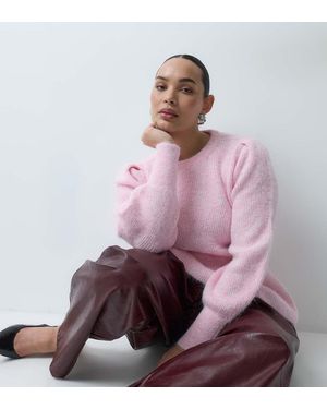 Vila Curve Maglione A Costine Con Fondo Peplo Ballerina - Rosa