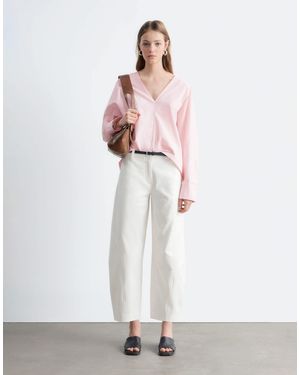 & Other Stories Cotton Barrel Leg Pants - White