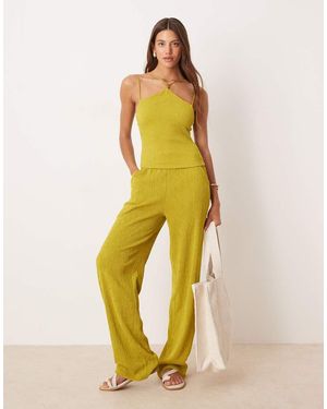 ASOS Co-ord Textured Wide Leg Trouser - Yellow