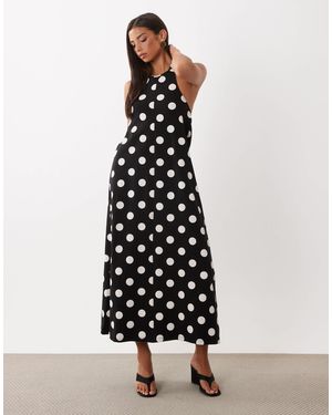 ASOS Polka Dot Trapeze Midi Dress - White