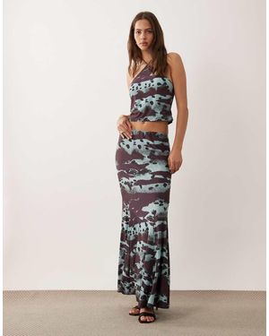 ASOS Co-Ord Slinky Fishtail Maxi Skirt - White