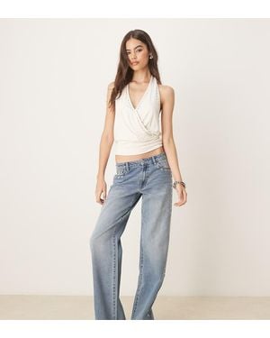JDY Tall Western Wide Leg Jeans With Studs Detail - Blue