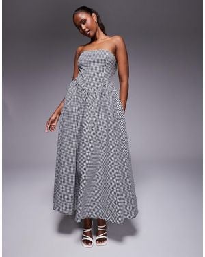 Kaiia Exclusive Structured Bandeau V Waist Maxi Dress - Gray