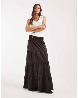 Vero Moda Boho Maxi Rok Met Gesmokte Taille En Stroken - Wit