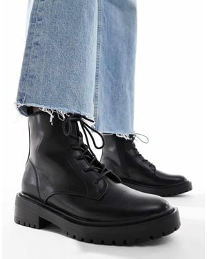 ONLY Faux Leather Lace Front Chunky Boots - Blue