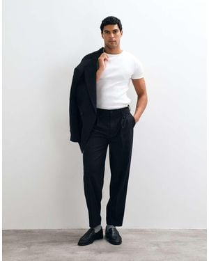 ASOS Oversized Tapered Pleated Suit Trousers - Blue