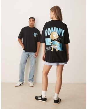 ASOS Unisex Oversized T-shirt With Rugrats Tommy Prints - Black