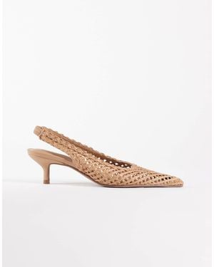 ASOS Star Weave Slingback Mid Heel Shoes - White
