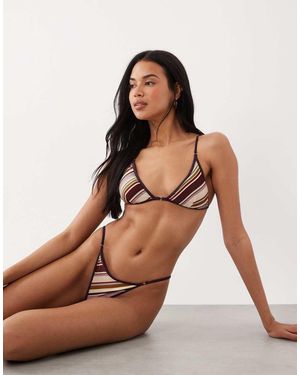 ASOS Susie Sue Stripe Reversible Moulded Padded Triangle - Brown