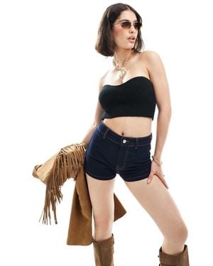 ASOS Mid Rise Stretch Denim Micro Shorts - Blue