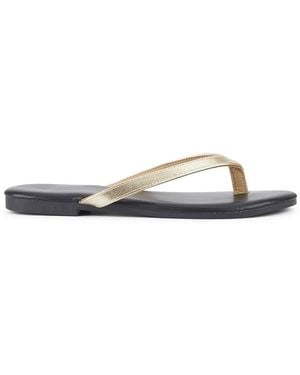 SEQWL Wide Fit Flip-Flops Minimalist Flat Thong Sandals Leather Look Finish - White
