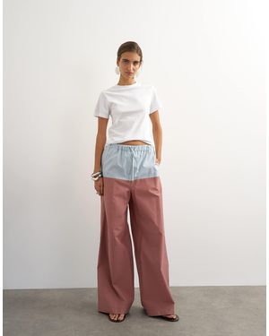 TOPSHOP Co Ord Color Block Wide Leg Trouser - White