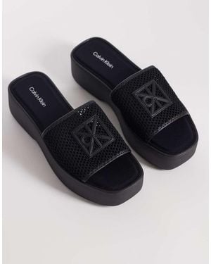 Calvin Klein Jeans Mesh Flatform Sandal - Blue
