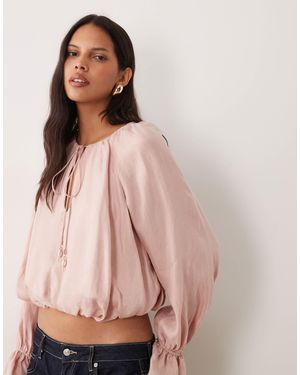 Mango Bluse mit v-ausschnitt und langen ärmeln - Pink