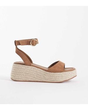 ASOS Wide Fit Tana Espadrille Wedge Sand Suede - Metallic