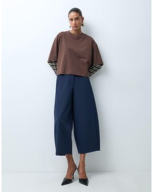 ASOS Pantalón De Traje Cropped Barrel - Azul