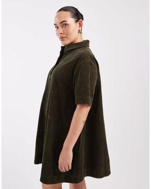 ASOS Asos Design Curve Cord Polo Mini Dress - Green