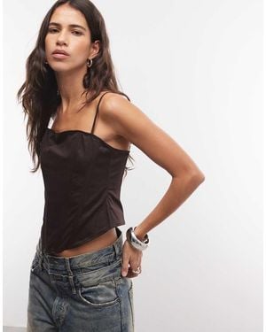 Monki Top Corsetto Sagomato Scuro - Nero