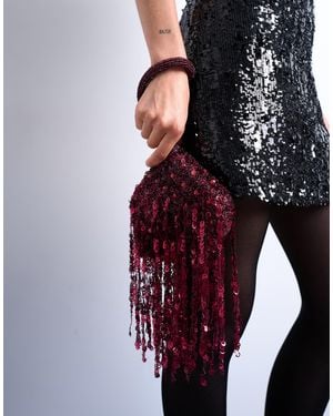 TOPSHOP Giana Sequin Tassel Grab Bag - Red