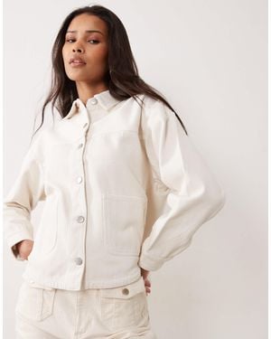 Jdy Boxy Denim Jacket With Front Pockets - Natural