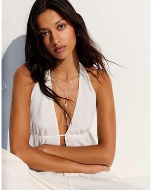 Bershka Beaded Lariat Chain Pack - Brown