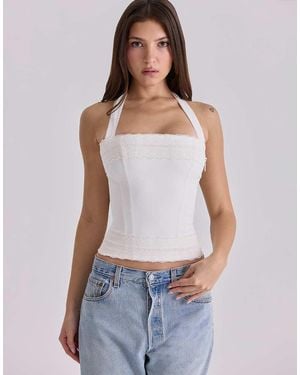 House Of Cb Cosette Halter Neck Cotton Top - White