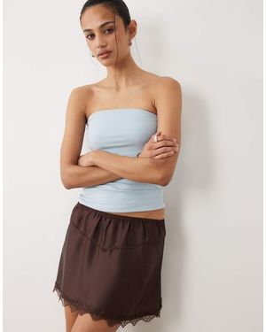 Cotton On Estelle Mini Satin Skirt With Lace Trim - Multicolour