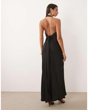 Forever New Satin Halter Neck Bias Maxi Dress - Multicolour