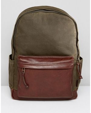 Fossil Defender Backpack In Waxed Canvas - Green
