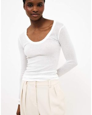 NA-KD Layering Long Sleeve Jersey Top - White