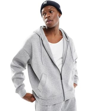 Bershka Premium Zip Through Co-ord Hoodie - Grey