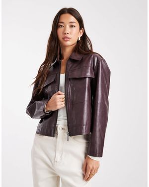 French Connection – kastige cropped-fit-jacke - Braun