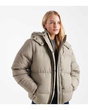 Brave Soul Tall Hooded Cropped Puffer Jacket - Brown