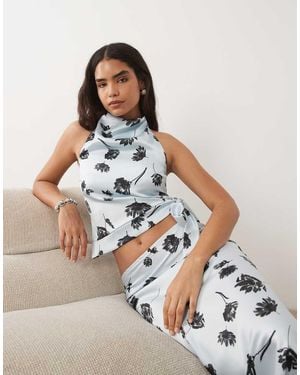 ASOS Satin Halter Tie Top - Metallic