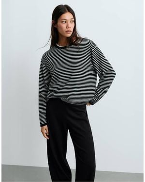 Oysho Fine-Knit Striped Jumper - Grey