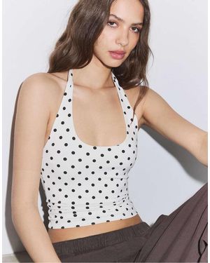 Stradivarius Racer-neck Top - White