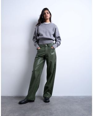 TOPSHOP Faux Leather Cinch Trouser - Gray