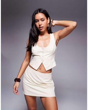 Princess Polly Hikaru Tailored Scoop Neck Bow Back Detail Waistcoat And Mini Skirt Full Set - White