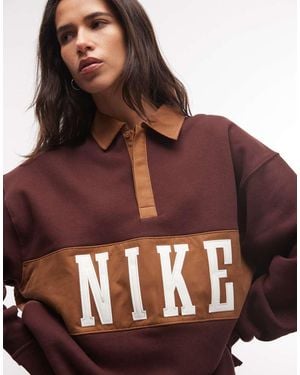 Nike Studio Fleece Mid-Weight Oversized Rugby Sweat - Brown