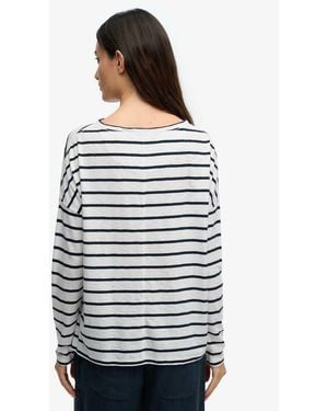 Superdry Studios Boat Neck Slub Long Sleeve Top - Grey