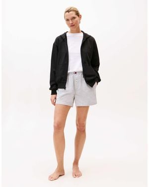 Tommy Hilfiger – pyjama-shorts aus webstoff - Schwarz