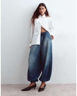 ARRANGE Quinn Drawcord Waist Barrel Jeans - Blue