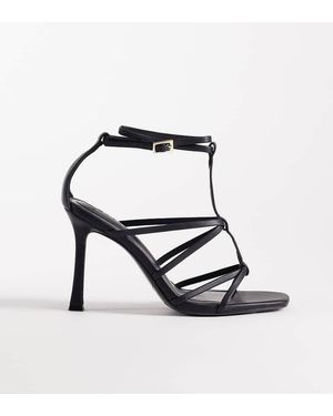 ASOS Wide Fit Natalia Caged T Bar High Heel Sandals - Black