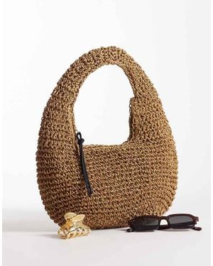 ASOS Bolso De Hombro Beis Redondeado Artesanal De Croché De Paja De -Neutro - Marrón