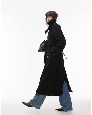 ARKET Wool Maxi Belted Trench Coat With Side Splits - Black