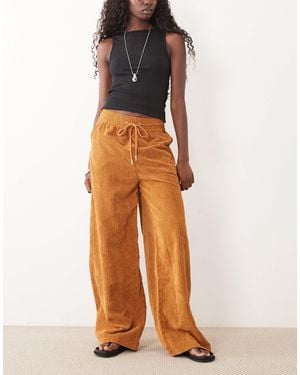 ASOS Pull On Waist Wide Leg Cord Pants - Orange