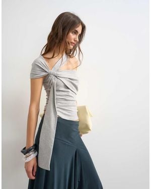 TOPSHOP Tie Strap Knot Detail Tank - Blue